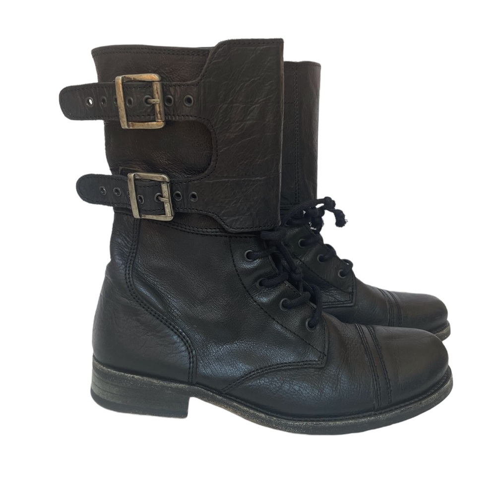 All Saints Black Leather Damisi Military Moto Boots
